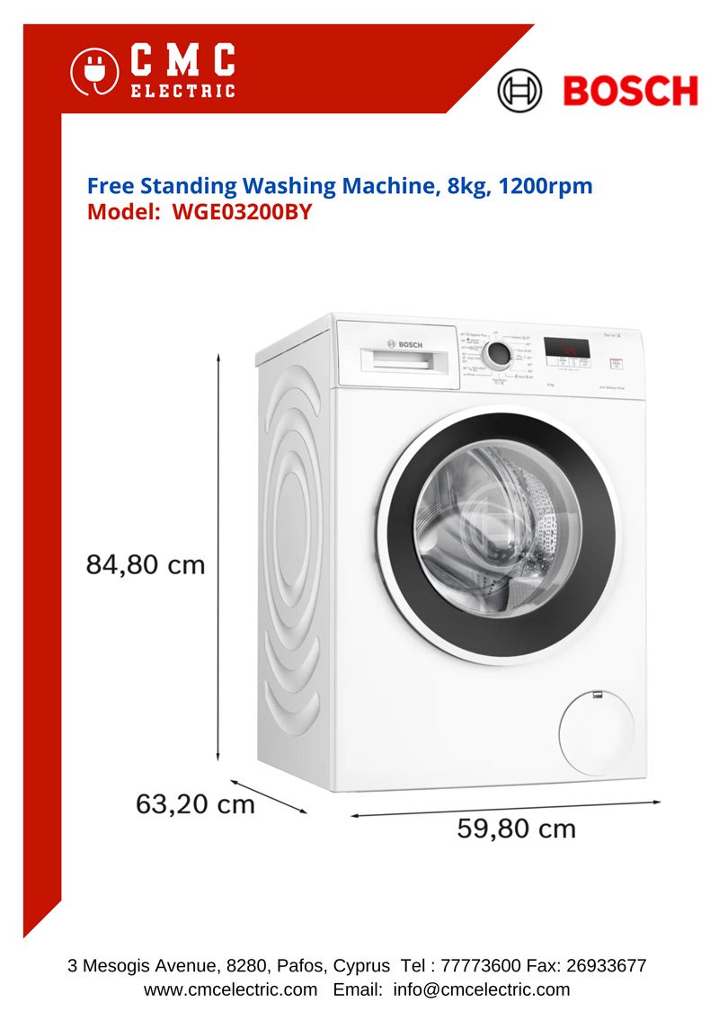 Bosch WGE03200ES Washing Machine – Image 3